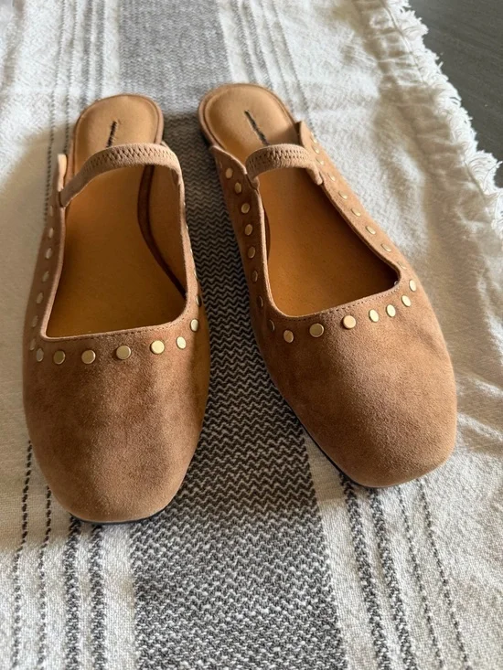 MADEWELL 9.5 The Greta suede stud Ballet Flat Mule nu882 - Picture 3 of 6